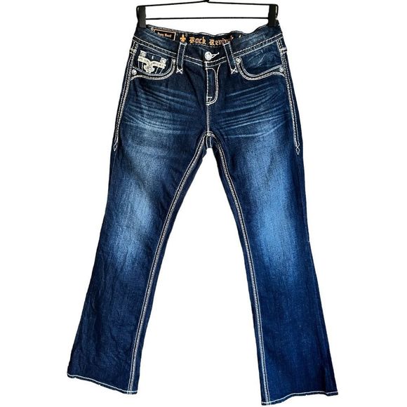ROCK REVIVAL SHERRY BOOTCUT SWAROVSKI JEANS - size 27 but run big - Picture 4 of 12